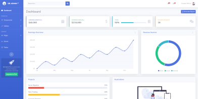 Afbeelding van een voorbeeld admin dashboard theme.